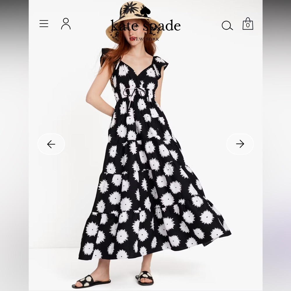 Kate Spade Pom Pom Floral Smocked Dress XXL Like New - Picture 9 of 14